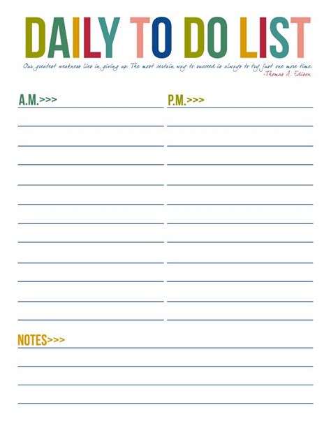 images   printable daily   list template
