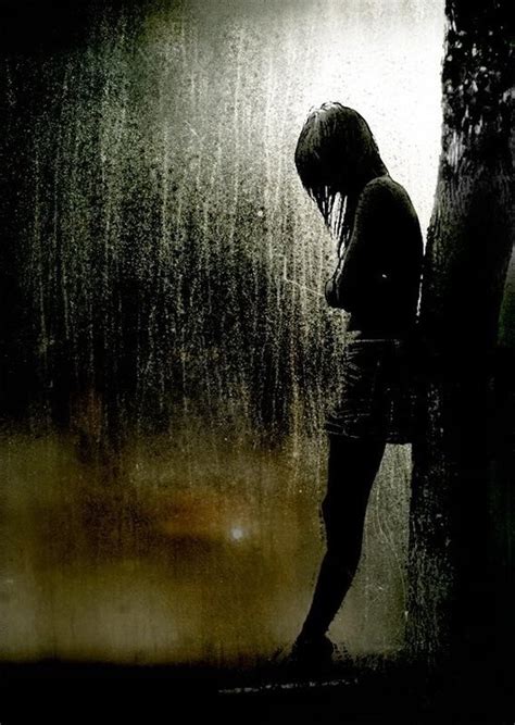 in the rain girl sad lost sadness darkness falls pinterest drown