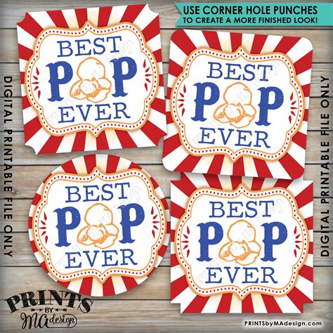 pop  popcorn tags carnival fathers day gift cards popcorn
