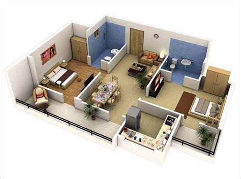denah rumah minimalis  kamar tidur  tiga dimensi