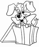 Christmas Coloring Presents Clipart Present Puppy Box Gift Clip sketch template