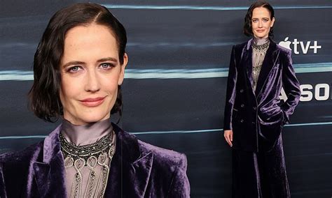 eva green looks chic in a purple velvet suit at the premiere of liaison