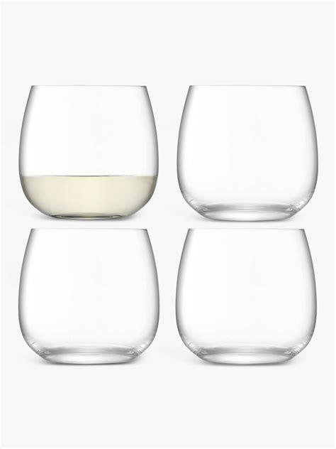 Lsa International Borough Stemless White Wine Glasses Set Of 4 370ml