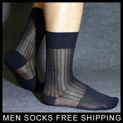 2018 nylon silk mens tnt sexy socks see through high quality striped formal socks for man