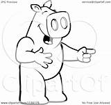 Pig Laughing Cartoon Pointing Clipart Outlined Coloring Vector Thoman Cory Regarding Notes sketch template