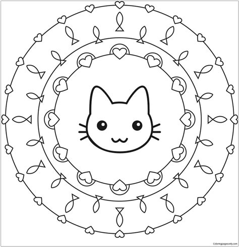 cat mandala coloring page  printable coloring pages
