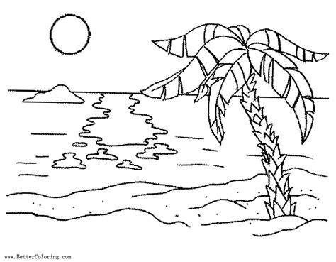 palm tree coloring pages  sunset  printable coloring pages