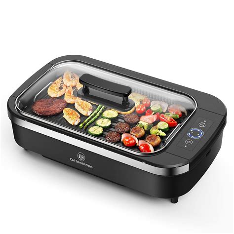 buy smokeless indoor grill electric grill  tempered glass lid removable nonstick grill