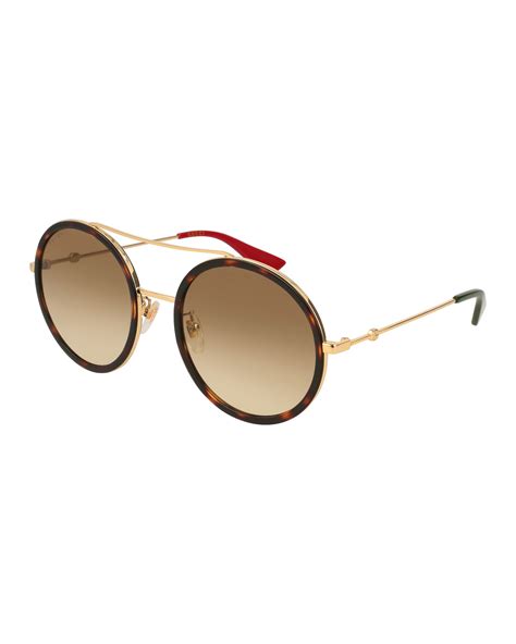 Gucci Glittered Round Metal Sunglasses Neiman Marcus