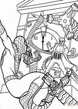 Coloring Pages Fighting Octopus Doctor Spider Man Spiderman sketch template