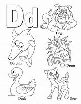 Letter Coloring Pages Preschool Letters Deer Duck Dolphin Dog Alphabet sketch template