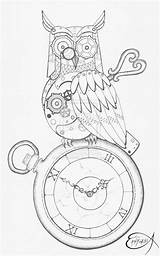 Pages Clockwork Wip Owls Adult Relojes sketch template