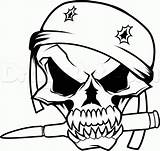 Skull Draw Drawing Skulls Bullet Coloring Fire Drawings Military Army Pages Holes Tattoo Step Hole Cool Easy Designs Punisher Getdrawings sketch template