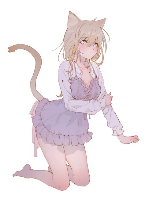 wallpaper anime girls arutera simple background original characters cat girl cat ears