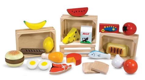 wooden play food group meals play food set