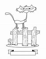 Skinny Cat Coloring Kitty Fence Really sketch template