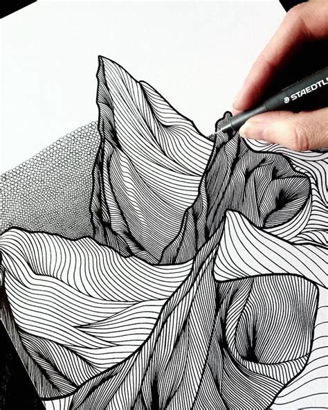 christa rijneveld creates   ink  drawings  mountains