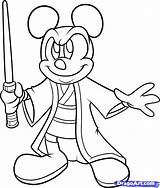 Jedi Star Mickey Drawing Coloring Wars Mouse Draw Outline Pages Disney Drawings Easy War Characters Cartoon Getdrawings Cute Step Tattoo sketch template