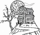 Coloring Pages Halloween House Haunted Getcolorings sketch template