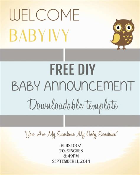 birth announcement template  diy baby announcement template