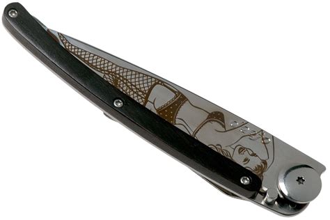 Deejo Tattoo 37g Mirror Ebony Pin Up 1ab000100 Pocket Knife