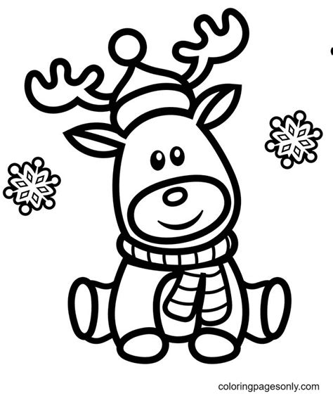 cute rudolph  red nose reindeer coloring page  printable