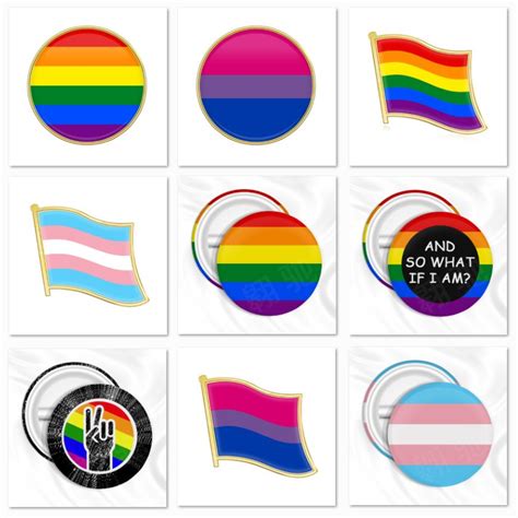 bisexual pride flag pins gay rainbow lgbt flag lapel pins round tin badges transgender pride