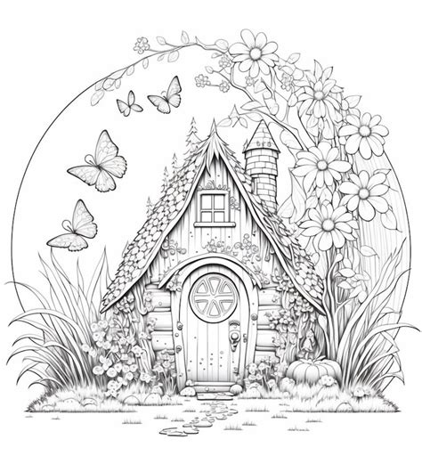fairy house coloring pages fairy coloring pages bundle adult coloring