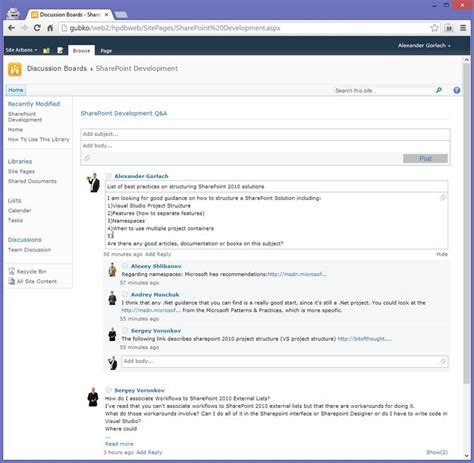 harepoint discussion board for sharepoint screenshots