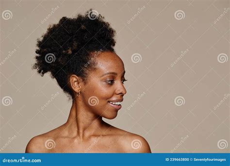 natural black woman side view minimal stock photo image  cute