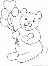 Bear Teddy Coloring Heart Pages Clipart Balloon Balloons Clip Valentine Colouring Holding Color Printable Drawing Bears Dinosaur Cliparts Chocolate Book sketch template