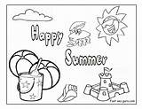 Summer Coloring Happy Pages Printable Beach Kids Vacation Print Drawing Colouring Color Fun sketch template