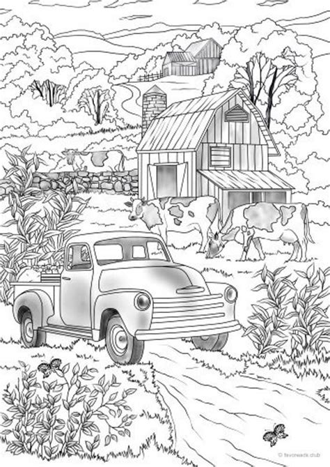 farm scene coloring page
