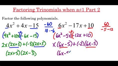 factoring trinomials    part  youtube