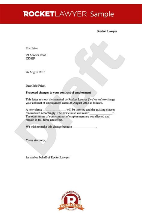employment contract amendment letter change  employment terms