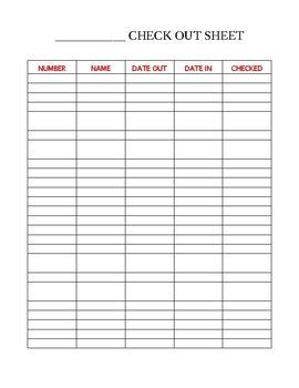 tool check  sheet printable