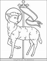 Victory Lamb Coloring Thecatholickid sketch template
