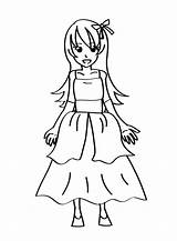 Girl Coloring Pages Dress Dresses Kids Printable Three Popular Flower Fashion sketch template