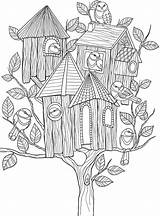 Coloring Pages Bird Book Adult Birdhouse Houses Dover Publications Tree Welcome Printable Trees Whimsical Colouring House Color Calm Keep Template sketch template