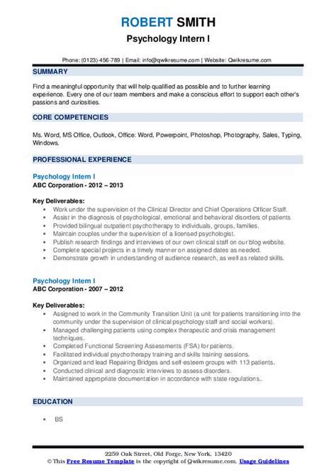 psychology resume template png infortant document