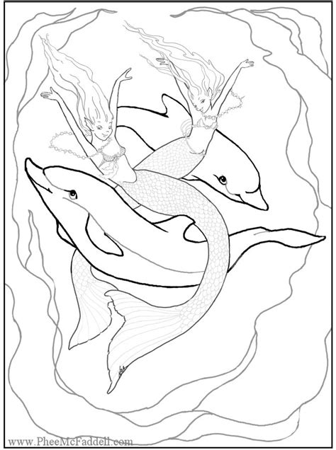 mermaid  dolphin coloring page colouring pics pinterest