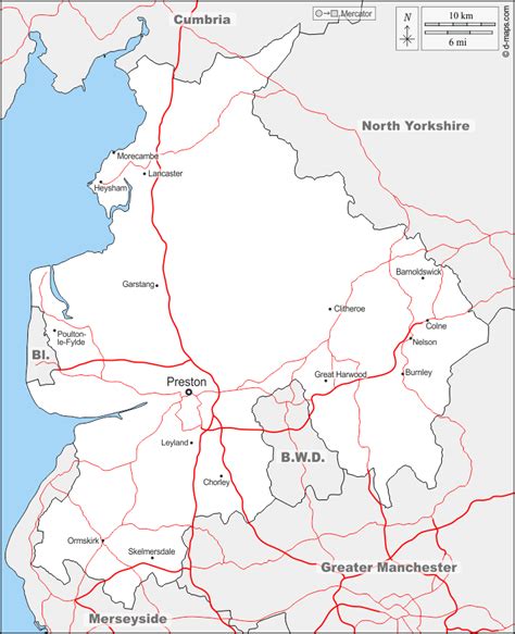 lancashire  map  blank map  outline map  base map