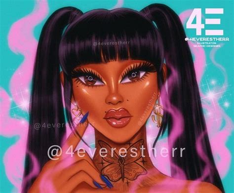 Sassy Digital Painting Cute Hairstyle Ideas Black Girl Art Black