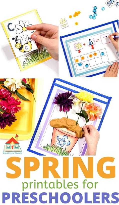 printable spring activities  preschoolers stay  home educator
