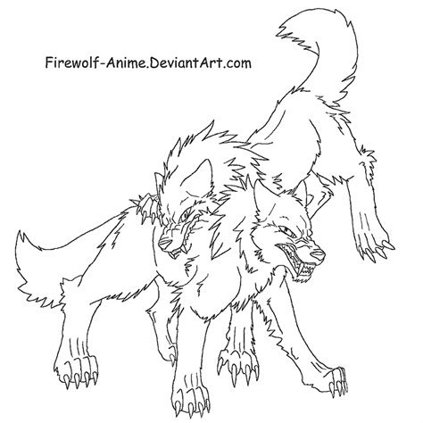 wolf fight lineart  firewolf anime  deviantart