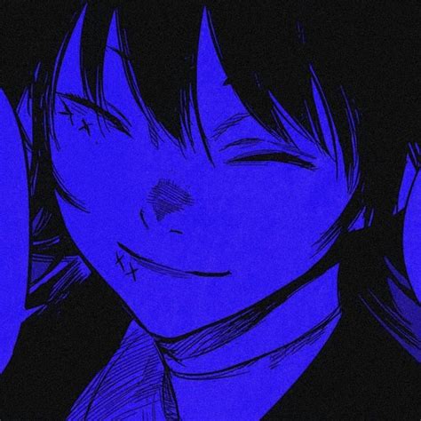 blue pfp blue anime neon blue background blue poster