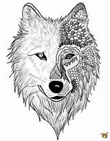Loup Monstre Adulte Tableau Zentangle Lobo Coloriages Colorier Loups Tatuaje Lobos A4 Crayon sketch template