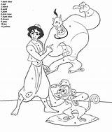 Disney Coloring Pages Adults Number Color Numbers Aladdin Printable Printables Kids Jasmine Cartoon Difficult Sheets Print Princess Adult Books Book sketch template