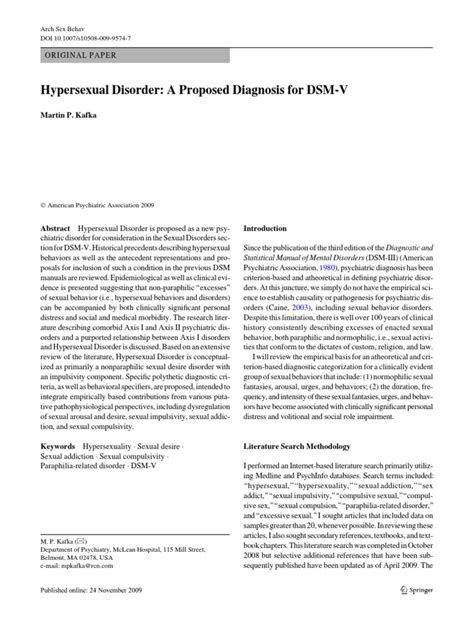 Hypersexuality Dsm V Diagnostic And Statistical Manual