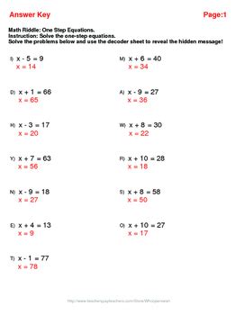 math riddle  step equations addition subtraction